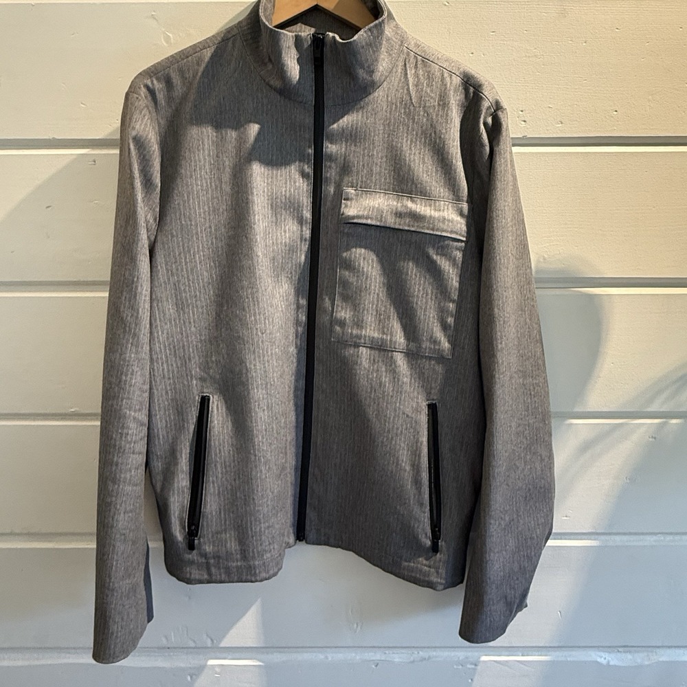 DKNY Men's Light Jacket Medium, Gray, Collared, Preppy, City, Urban
